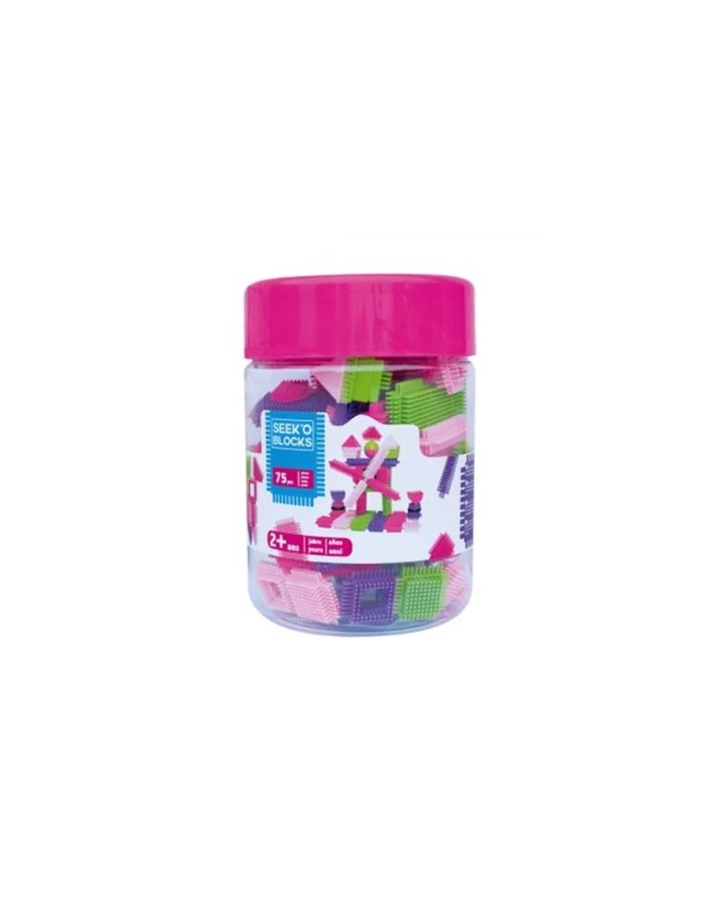 SEEK'O BLOCKS : BARIL DE 75 PIÈCES VERTES ET ROSE - FLASH JOUET