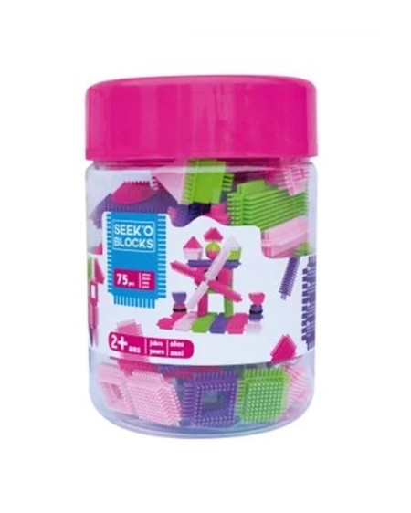SEEK'O BLOCKS : BARIL DE 75 PIÈCES VERTES ET ROSE - FLASH JOUET