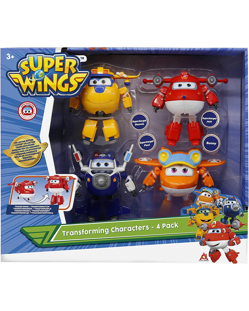 Pack de 4 Figurines Super Wings Transformer Robot