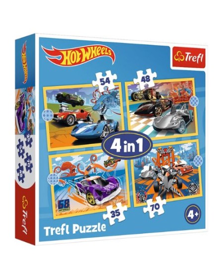 Puzzle - Hot Wheels - 4en1
